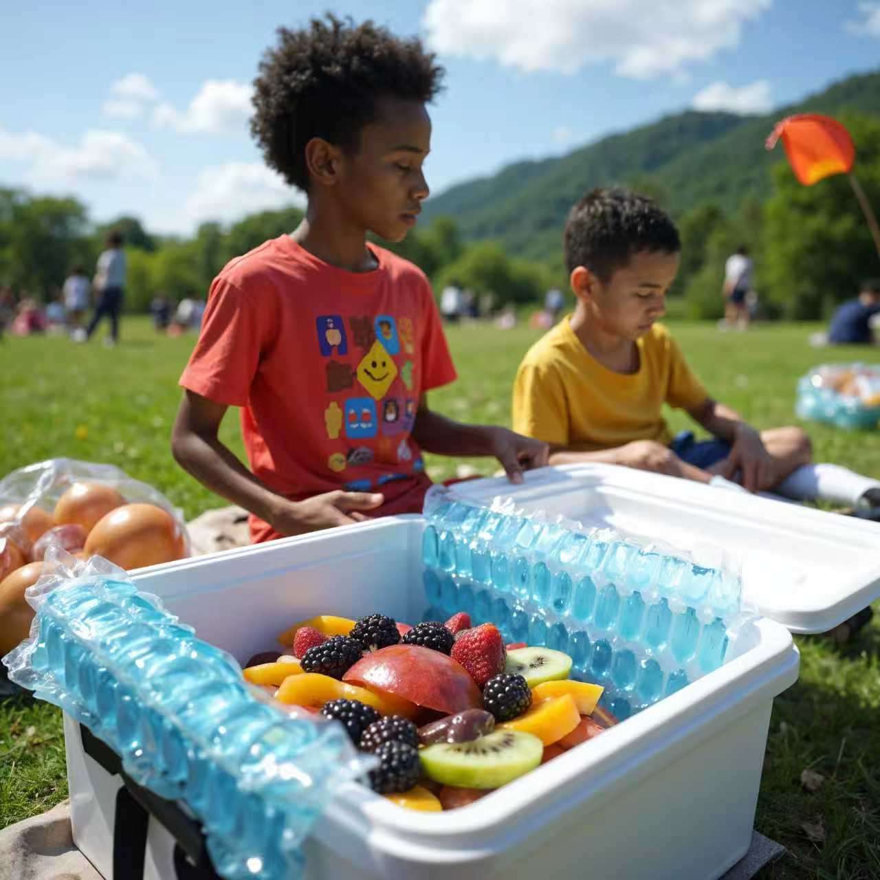 Outdoor picnic with ice packs